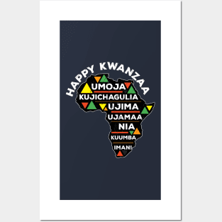 Happy Kwanzaa Africa Heritage Map Celebrate Posters and Art